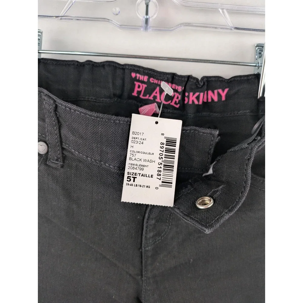 The Childrens Place Kids Skinny Jeans Black Wash Adjustable Waist 5T